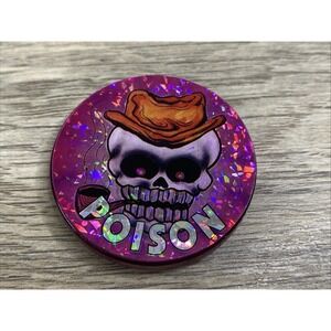 Vintage Poison Pog Slammer Plastic Holographic Skull In Cowboy Hat